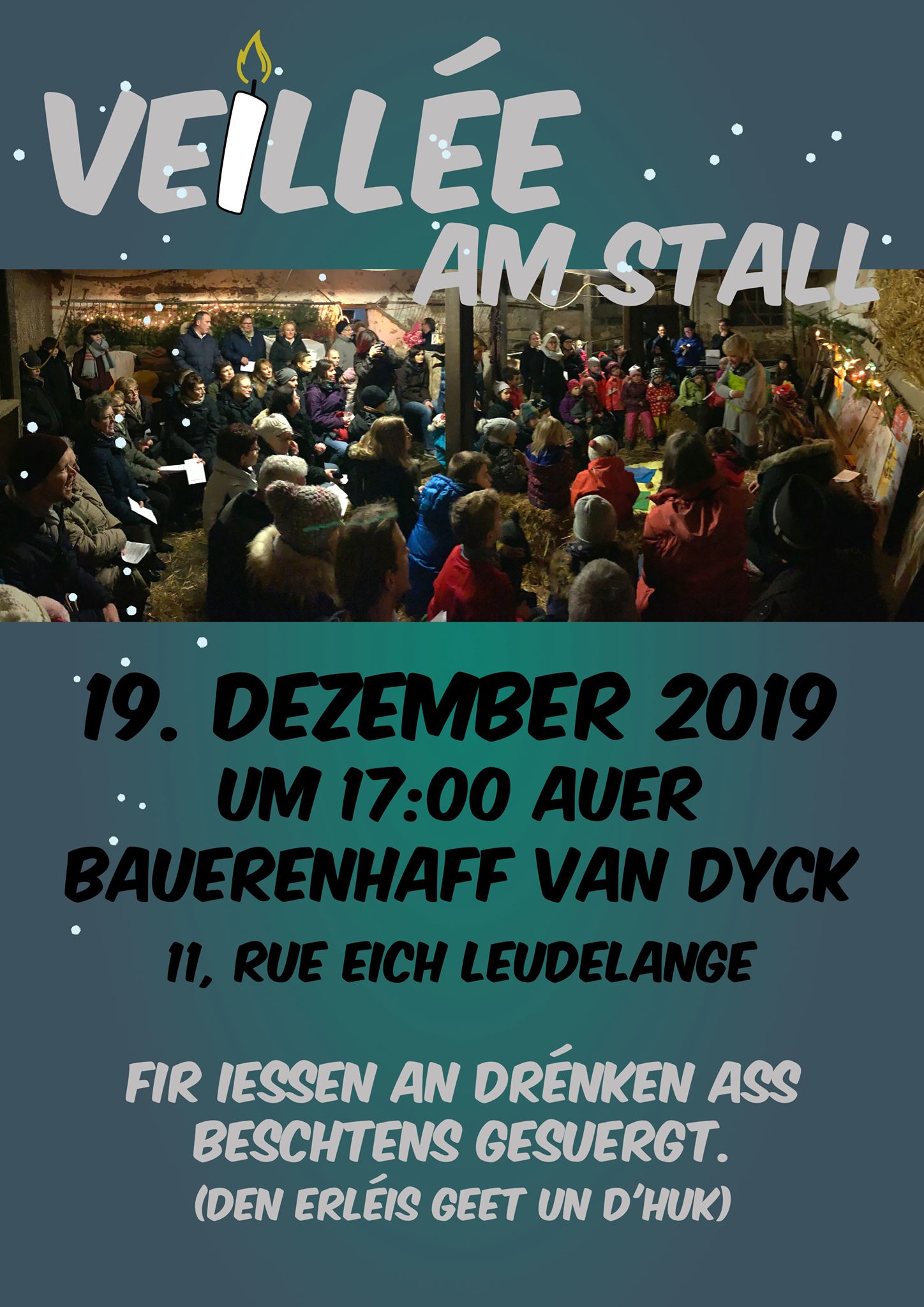 Flyer vun der Veillée am Stall 2019